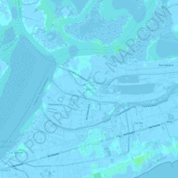 Topografische Karte Treporti, Höhe, Relief