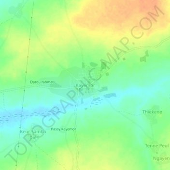 Topografische Karte Kayemor, Höhe, Relief