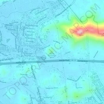 Topografische Karte Morro da Formiga, Höhe, Relief