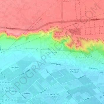 Topografische Karte Los Hornos, Höhe, Relief