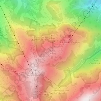 Topografische Karte Hahnenkamm, Höhe, Relief