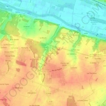 Topografische Karte Pièce de Ferrière, Höhe, Relief