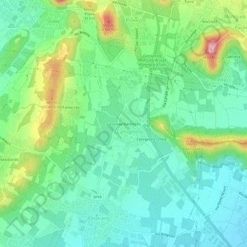 Topografische Karte Contrada Barboglio, Höhe, Relief