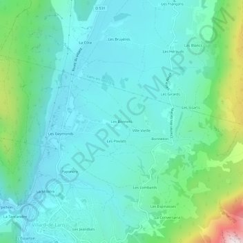 Topografische Karte Les Bonnets, Höhe, Relief