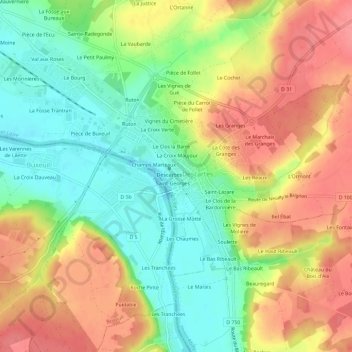 Topografische Karte L'Enfer, Höhe, Relief