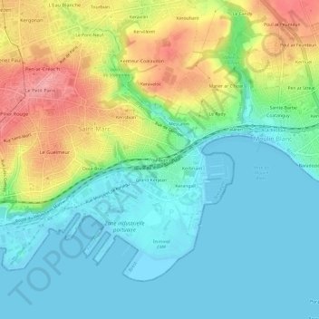 Topografische Karte Pouloupry, Höhe, Relief