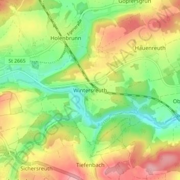 Topografische Karte Wintersreuth, Höhe, Relief