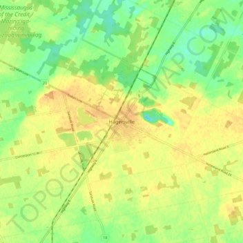 Topografische Karte Hagersville, Höhe, Relief