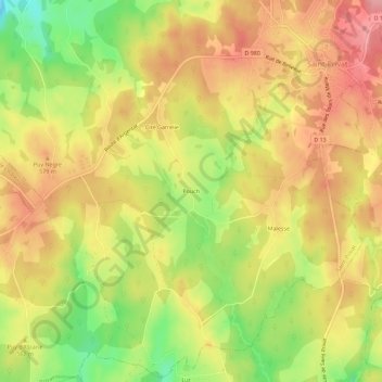 Topografische Karte Pouch, Höhe, Relief