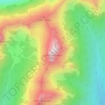 Topografische Karte Cerro Belvedere, Höhe, Relief