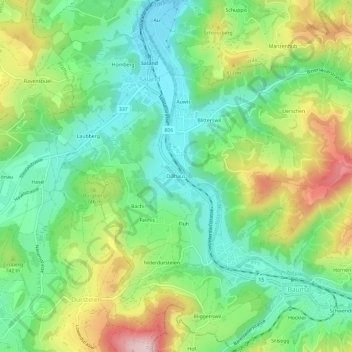 Topografische Karte Dillhaus, Höhe, Relief
