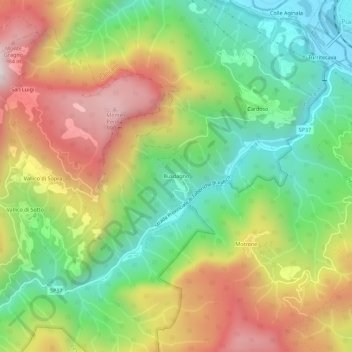 Topografische Karte Busdagno, Höhe, Relief