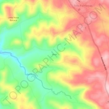 Topografische Karte Piriri, Höhe, Relief