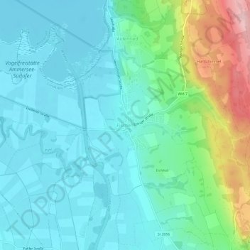 Topografische Karte Fischen, Höhe, Relief