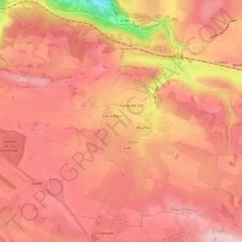 Topografische Karte La Daugue, Höhe, Relief