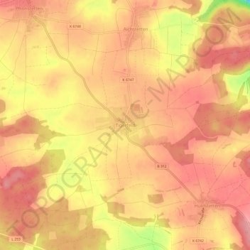 Topografische Karte Tigerfeld, Höhe, Relief