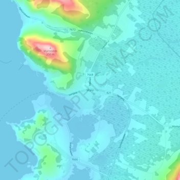 Topografische Karte Myre, Höhe, Relief