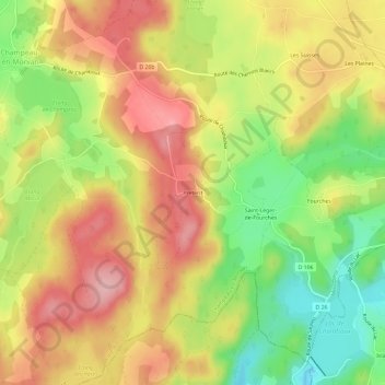 Topografische Karte Prétérit, Höhe, Relief