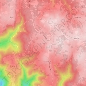 Topografische Karte La Mongie, Höhe, Relief