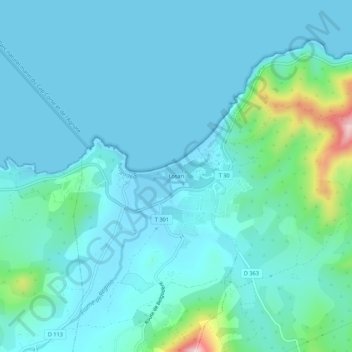 Topografische Karte Losari, Höhe, Relief