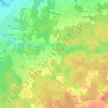 Topografische Karte Piton, Höhe, Relief