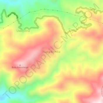 Topografische Karte Nupa Bomba, Höhe, Relief