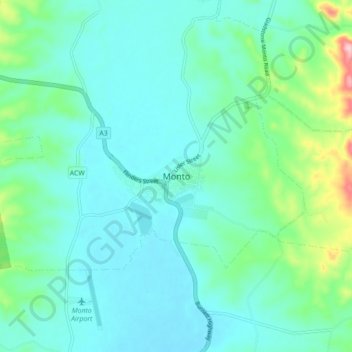 Topografische Karte Monto, Höhe, Relief