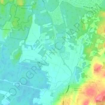 Topografische Karte Wiesen, Höhe, Relief