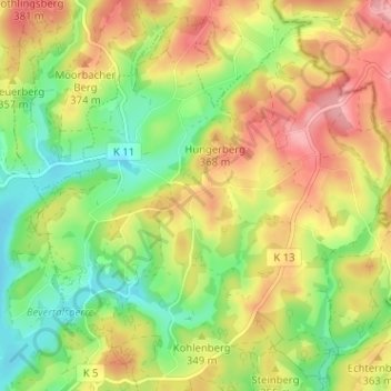 Topografische Karte Egen, Höhe, Relief