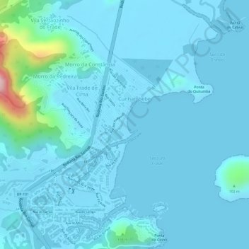 Topografische Karte Praia do Frade, Höhe, Relief