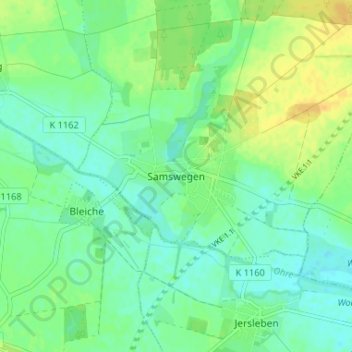 Topografische Karte Samswegen, Höhe, Relief