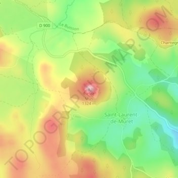 Topografische Karte Pic de Mus, Höhe, Relief