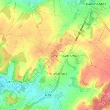 Topografische Karte Bossut, Höhe, Relief