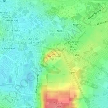 Topografische Karte Mont Panisel, Höhe, Relief