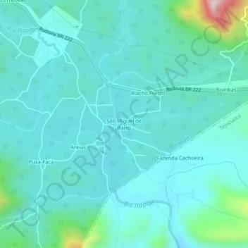 Topografische Karte São Miguel de Baixo, Höhe, Relief