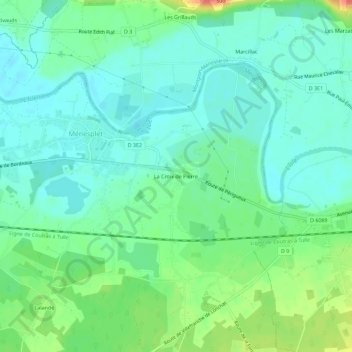 Topografische Karte La Croix de Pierre, Höhe, Relief