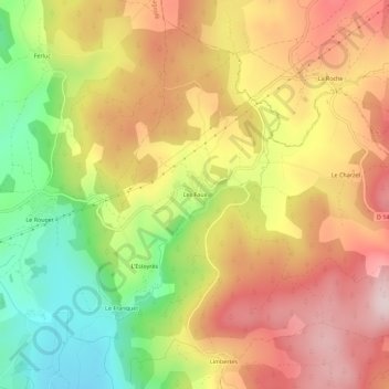Topografische Karte Les Faux, Höhe, Relief