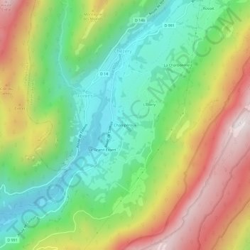 Topografische Karte Champéroux, Höhe, Relief