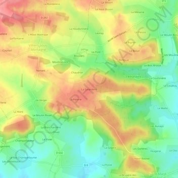 Topografische Karte La Galardière, Höhe, Relief