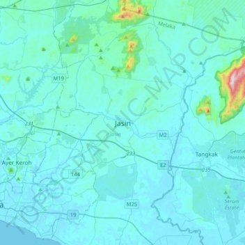 Topografische Karte Jasin, Höhe, Relief