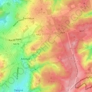 Topografische Karte Fond des Boux, Höhe, Relief