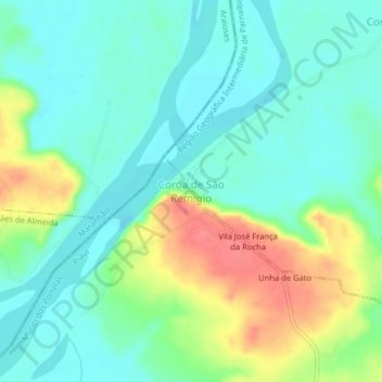 Topografische Karte Coroa de São Remigio, Höhe, Relief