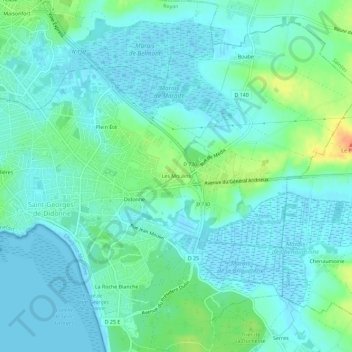 Topografische Karte Les Moulins, Höhe, Relief