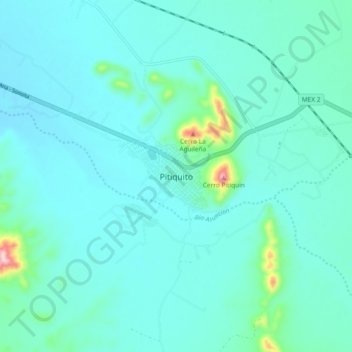 Topografische Karte Pitiquito, Höhe, Relief