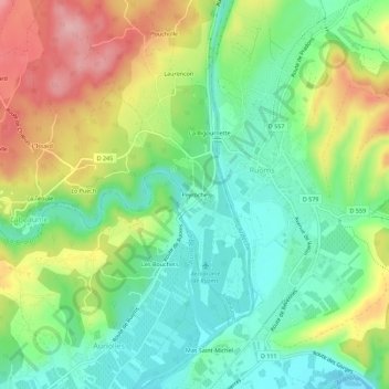 Topografische Karte Peyroche, Höhe, Relief