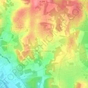 Topografische Karte Hermitage, Höhe, Relief