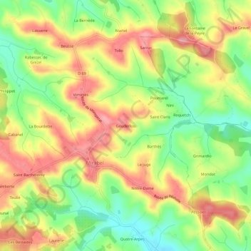 Topografische Karte Gouderlou, Höhe, Relief