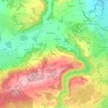 Topografische Karte Ristle, Höhe, Relief