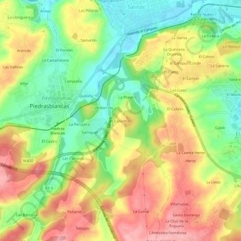 Topografische Karte La Quiona, Höhe, Relief
