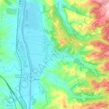 Topografische Karte Leccio, Höhe, Relief